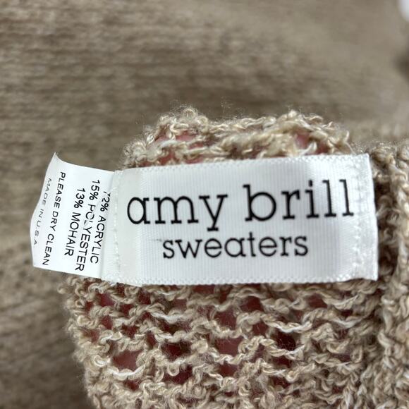 Amy Brill Beige Open Knit Sleeveless Tunic Mohair Blend Sweater Top Lagenlook OS - Picture 3 of 3